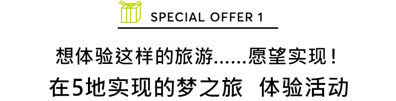 SPECIAL OFFER 1 想体验这样的旅游……愿望实现！在5地实现的梦之旅  体验活动